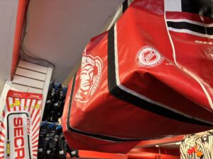Senators hockey bag (middle) hangs at Valiquette's Source For Sports