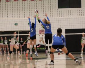Wolves hitter Pasha Ormerod hitting a spike in the Jack Doyle Athletics and Recreation Centre on Nov. 22.