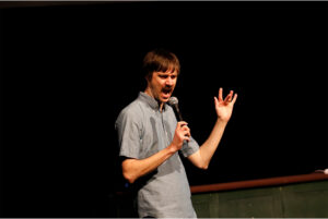 Adam Christie opening the second show for Randy Feltface at the Commons Theatre on Nov. 28.