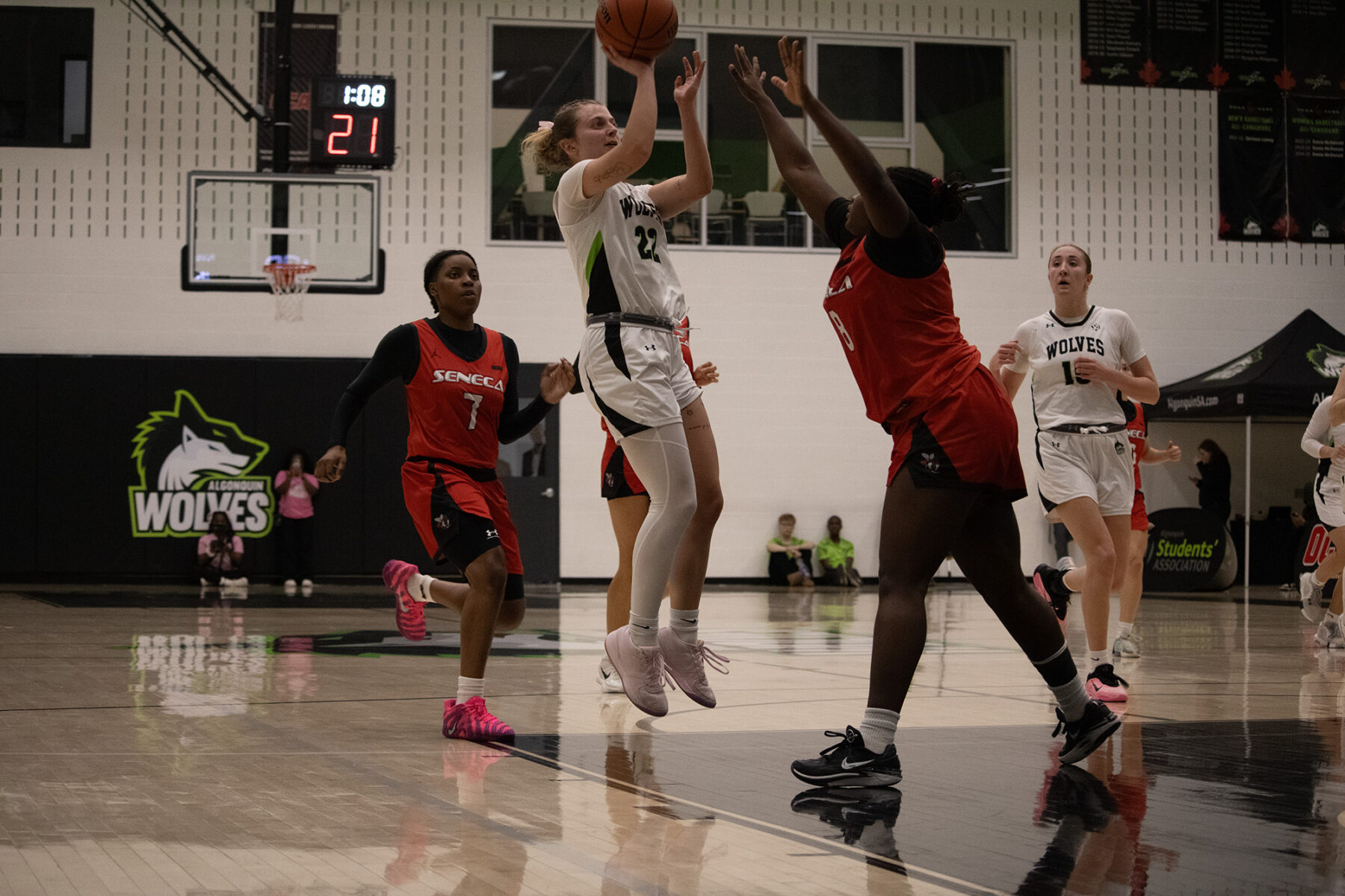 Taryn Mitchell takes a pull-up jump shot against the Seneca Sting on Friday, Nov. 28.