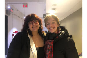 Mackenzey Boisbenue (left) and May Crober (right) after the Randy Feltface performance at the Commons Theatre on Nov. 28.
