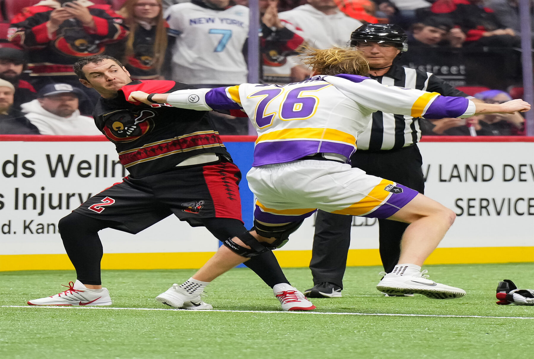 Luc Magnan fighting Patrick Shoemay during the second quarter