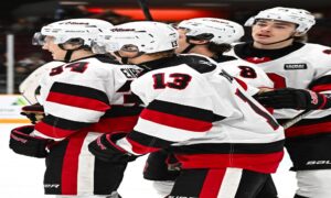 Ondrej Ruml scores go ahead goal against the North Bay Battalion on November 30, 2025 at TD Place.