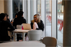 Students studying in the E-building on Dec. 1.