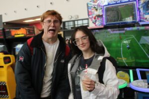 Sophie Paul Paquette (Right) and Ethan Laing (Left) enjoying their time at the arcade