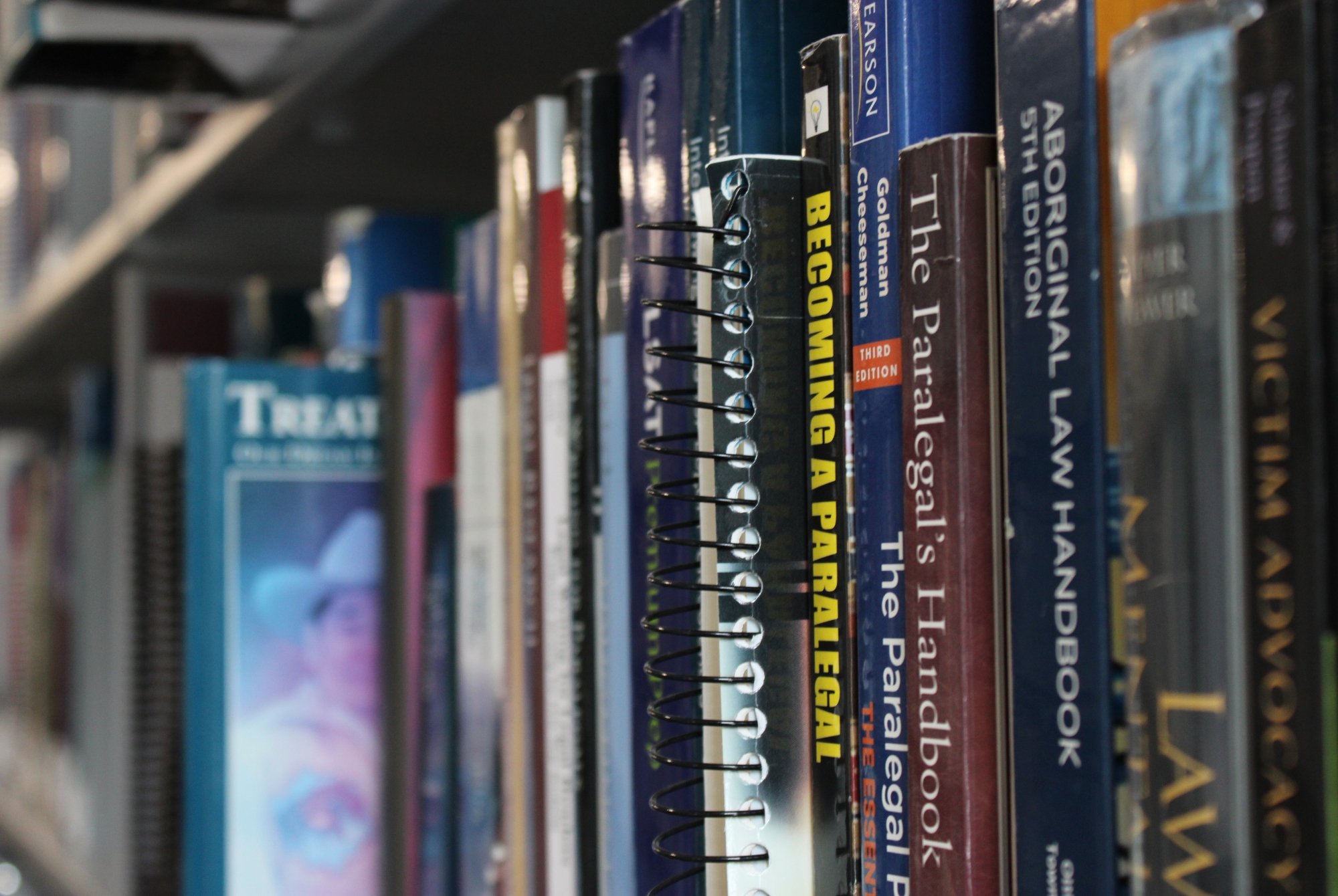 Law textbooks in Algonquin College's library, third floor.