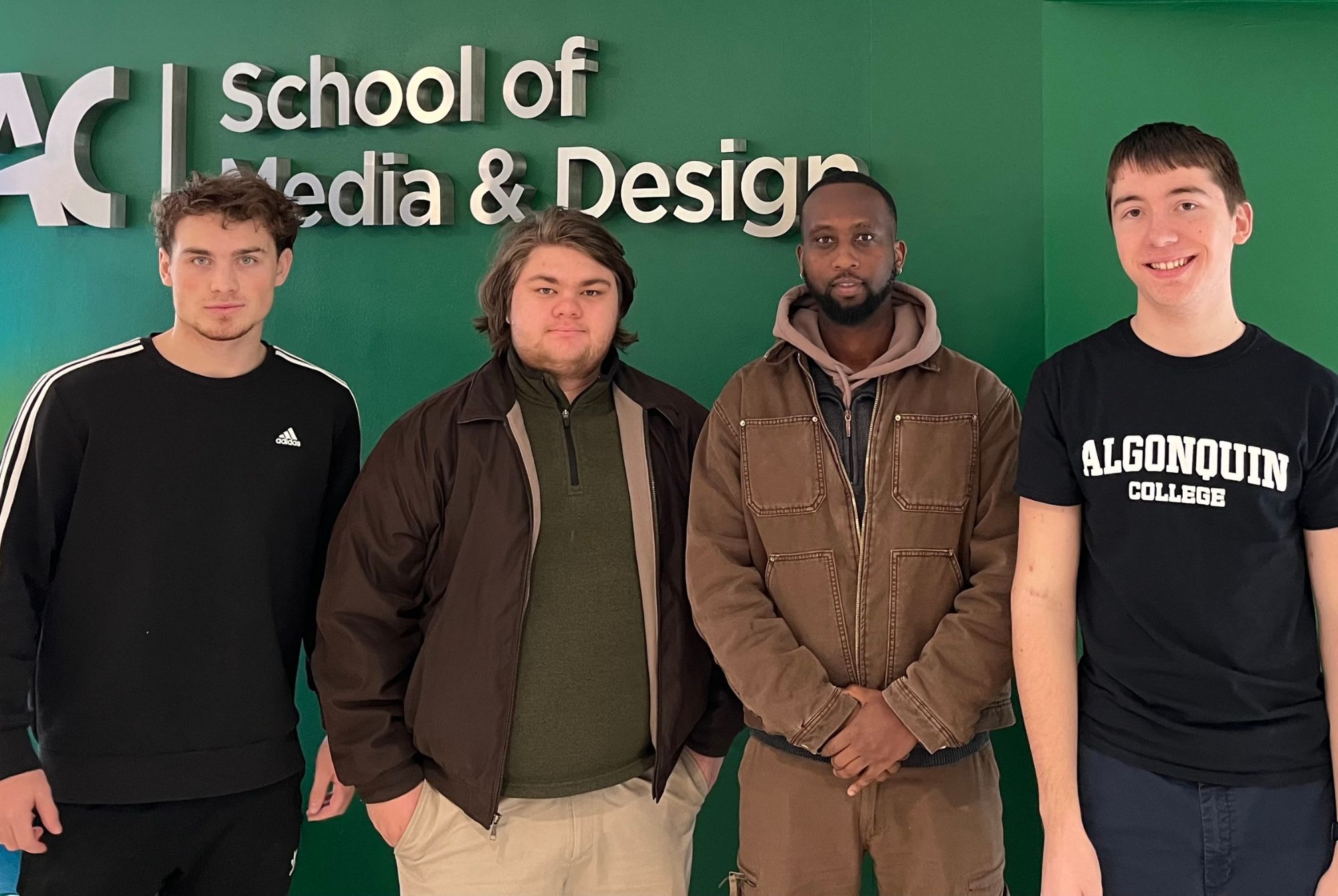 Photo taken at Algonquin College with the student team members (from left to right)