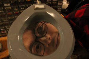 Taking a look at Haeden Fethi-Henriquez under a microscope.