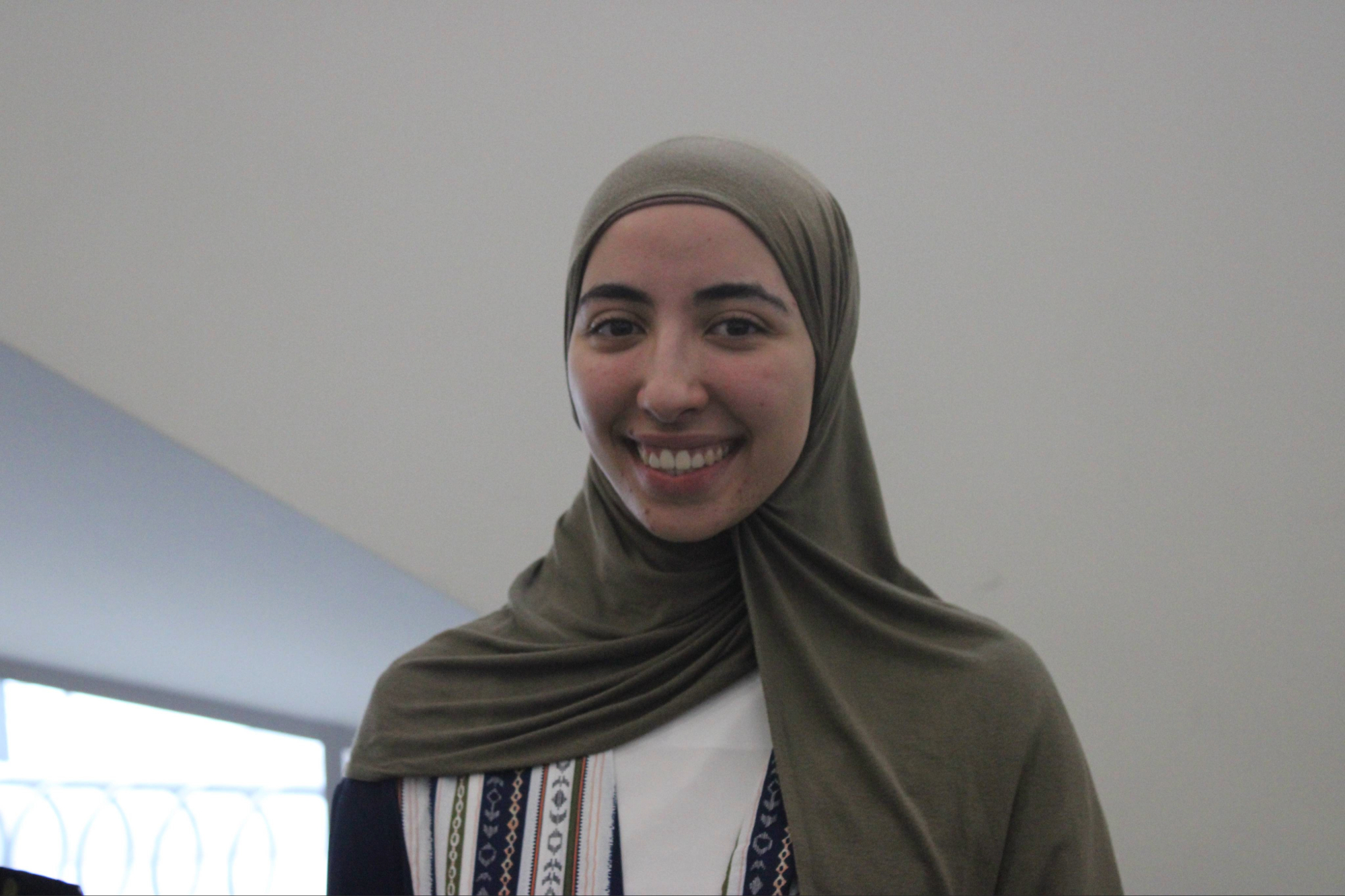 Bonolo Dlamini poses for a picture during the Islamic Awareness Week event held in E-building.