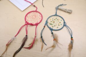 A couple completed dreamcatchers.