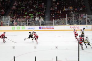 Kingston's Alex Misiak makes pass attempt on March 27, 2026 in game one of round one series at TD Place.