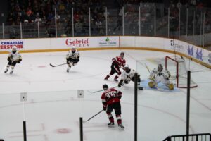 Filip Ekberg weighs his options during first period of game two, round one series on March 29, 2026 at TD Place.