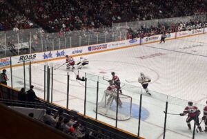 Teddy Spitznagel (Ottawa) spins off attacking Kingston forward at TD Place on March 21, 2026