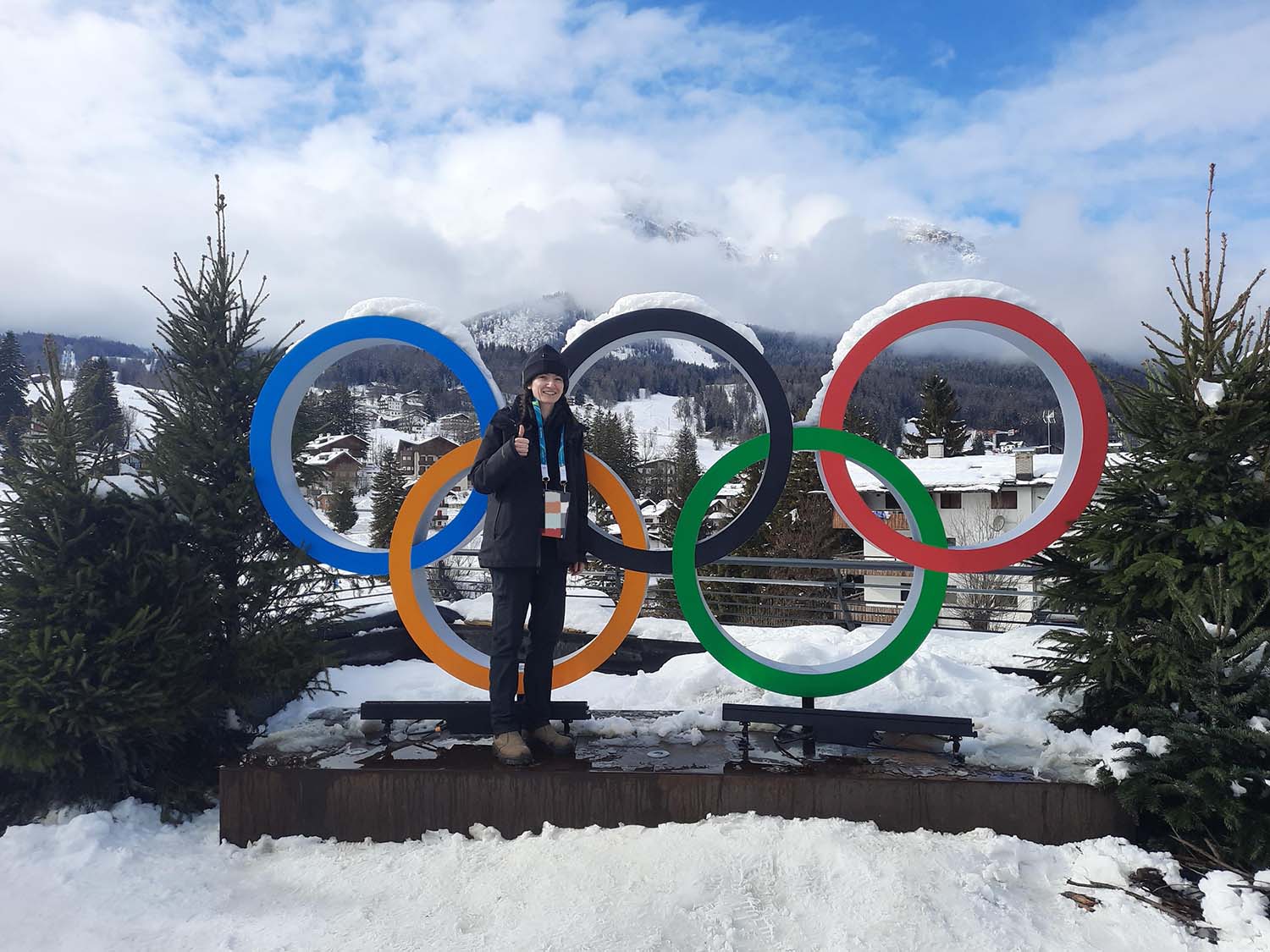 Broadcasting – Television and Streaming Video alumna and faculty member Michelle Young, pictured at the 2026 Milano Cortina Olympic Games.
