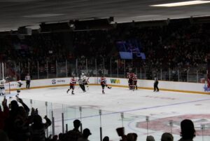 Nic Sima scores a power-play goal at TD Place on March 27, 2026 during Game One of Round One series