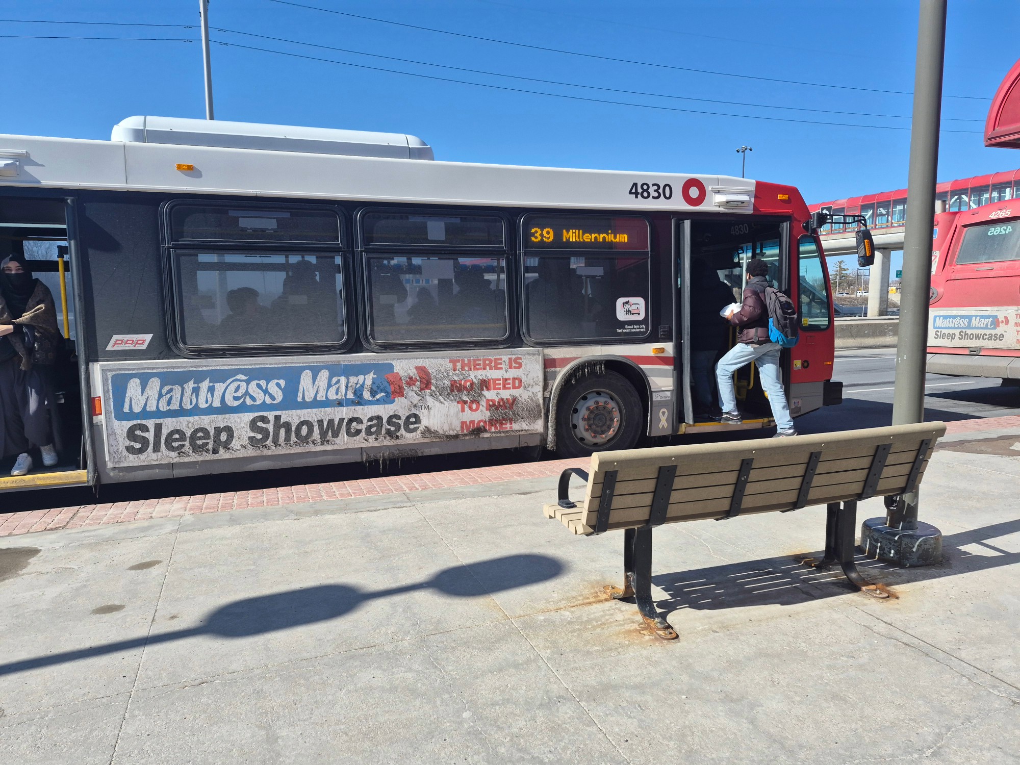 Bus route 39 stops at Orleans Station in Ottawa's east end.