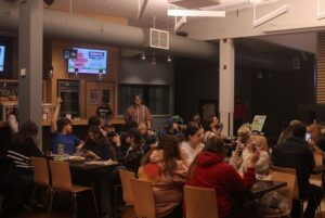 Participants at Dirty Bingo — an event held each month in the Observatory — on April 1.