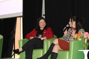 (Left to right) Panelists Alise Wang and Sheena Brady sharing the challenges they've faced working their way up in their careers.