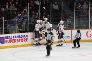 Carter Lowe scores his third goal of the playoffs at TD Place on April 16, 2026 during R2G4