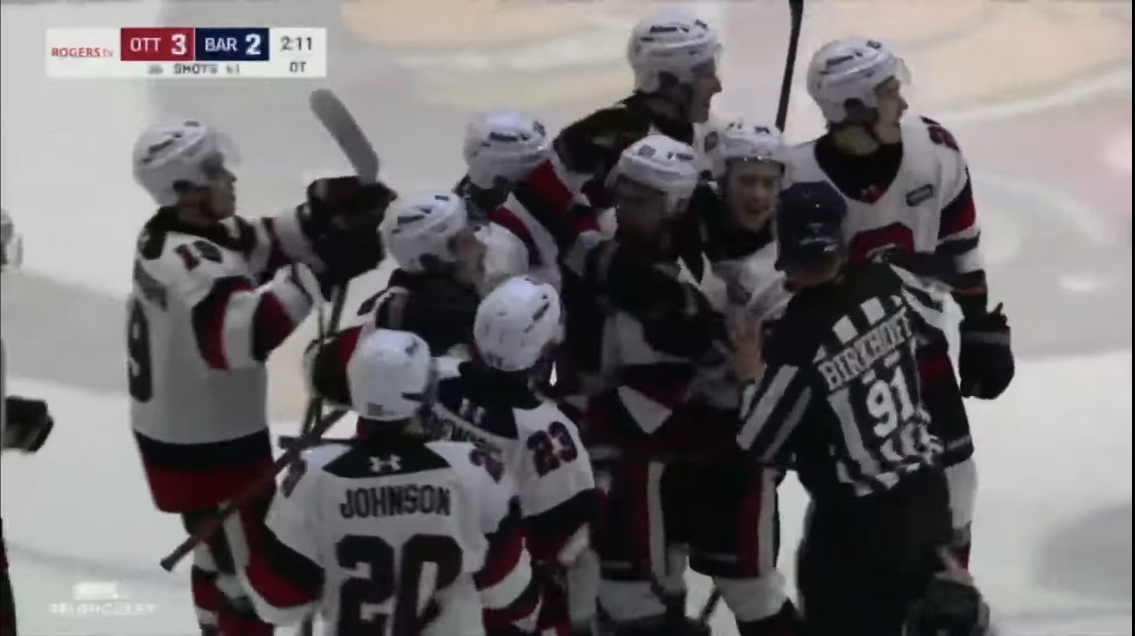 Ottawa 67's defeat Barrie Colts on March 12, 2026 at Sadlon Arena in overtime.