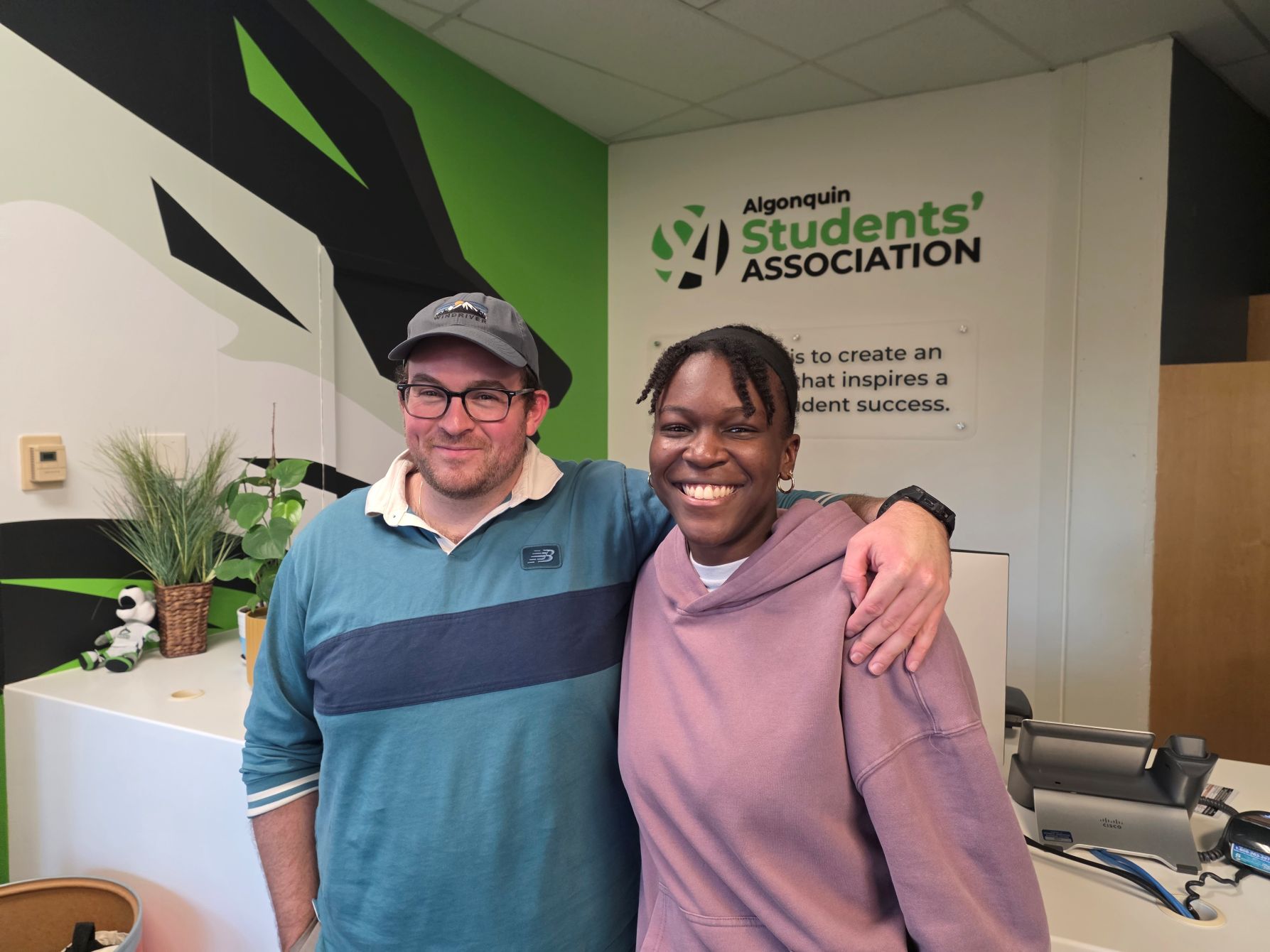 Jacob Stewart, Algonquin Students' Association president, and Cianah Miller, vice-president, want to connect with students to advocate for their concerns to the college.