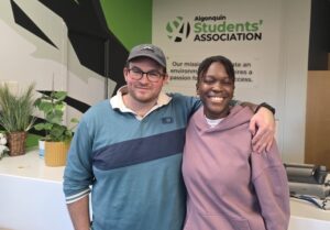 Jacob Stewart, Algonquin College Students' Association president, and Cianah Miller, vice-president, plan to work with OC Transpo to increase bus reliability for students.