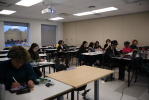 Students gather for an evening of art and creativity.