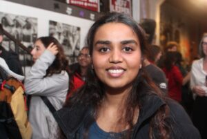 Dhriti Aravind was one of many crowding Beyond the Pale waiting for votes to be tallied.