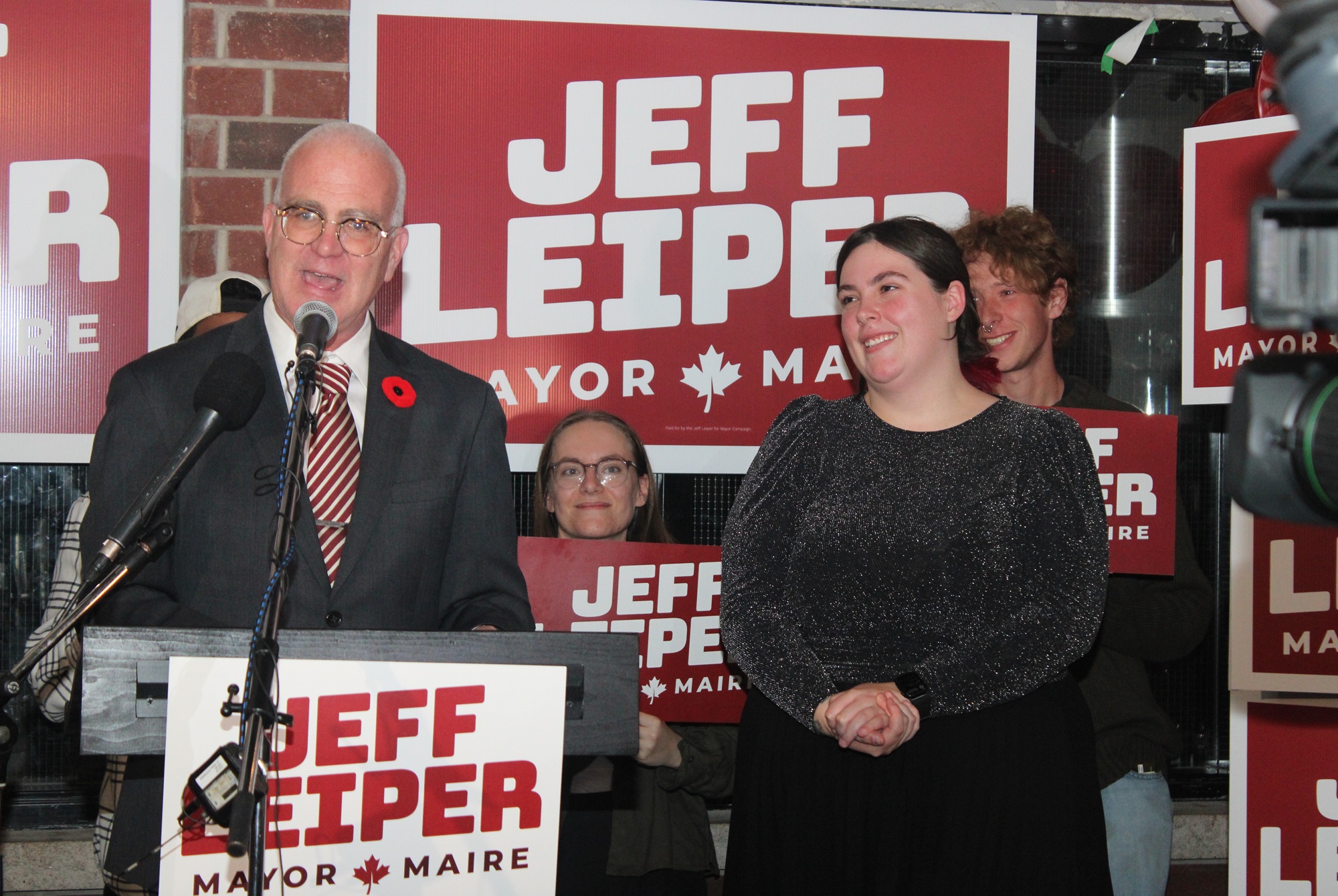 Jeff Leiper addresses supporters at Beyond the Pale after losing the mayoral race on Monday night.